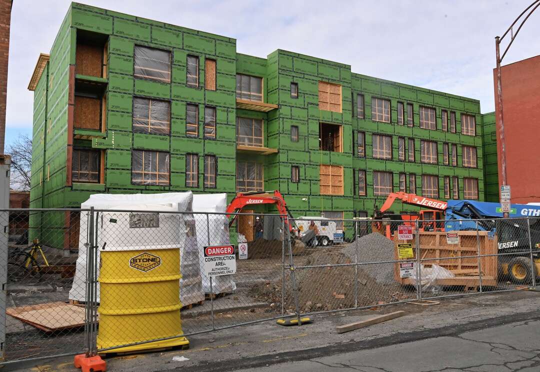 Picture of Troy's first zero-emission multifamily apartment building taking shape