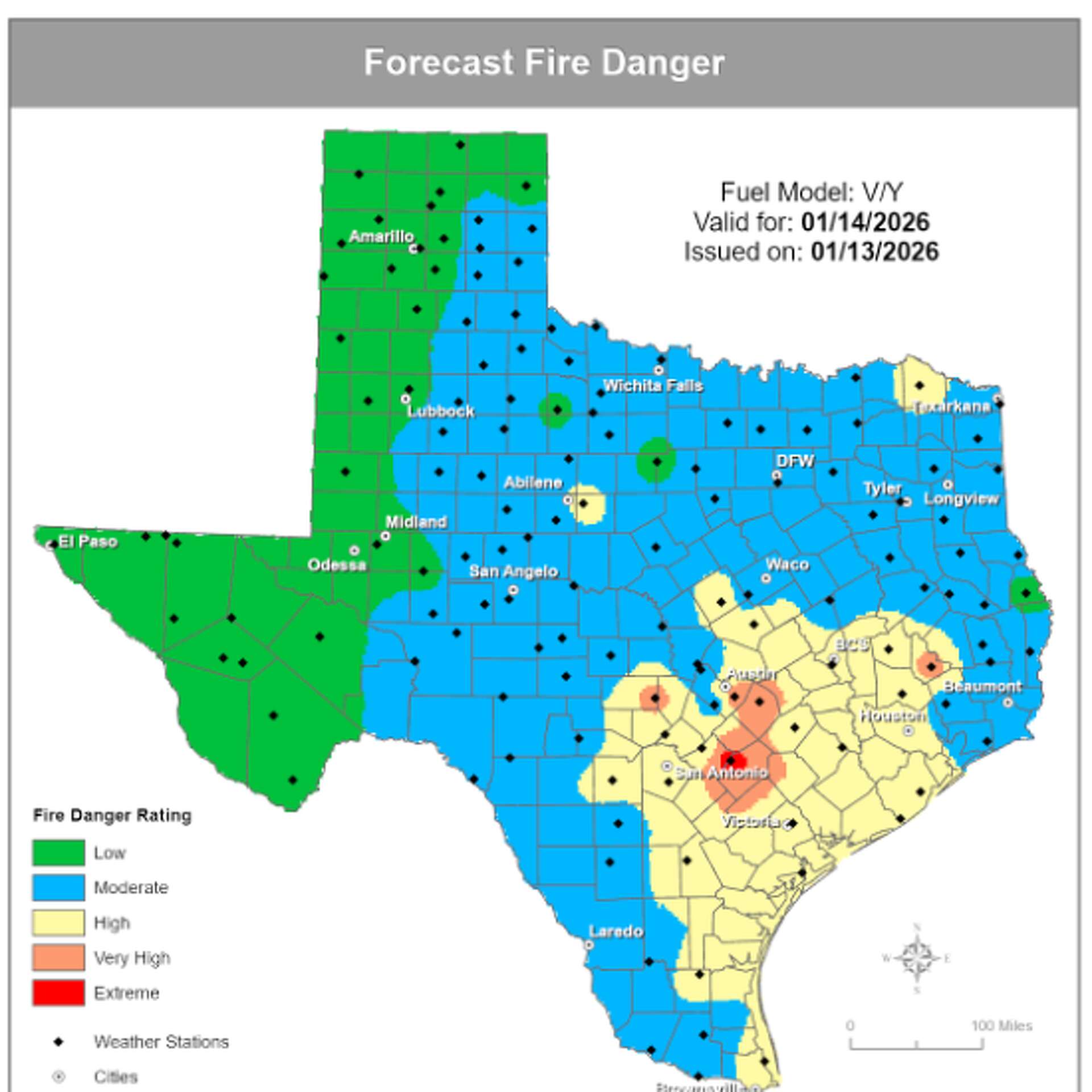 Blustery cold front whips Austin, elevates Texas wildfire threat