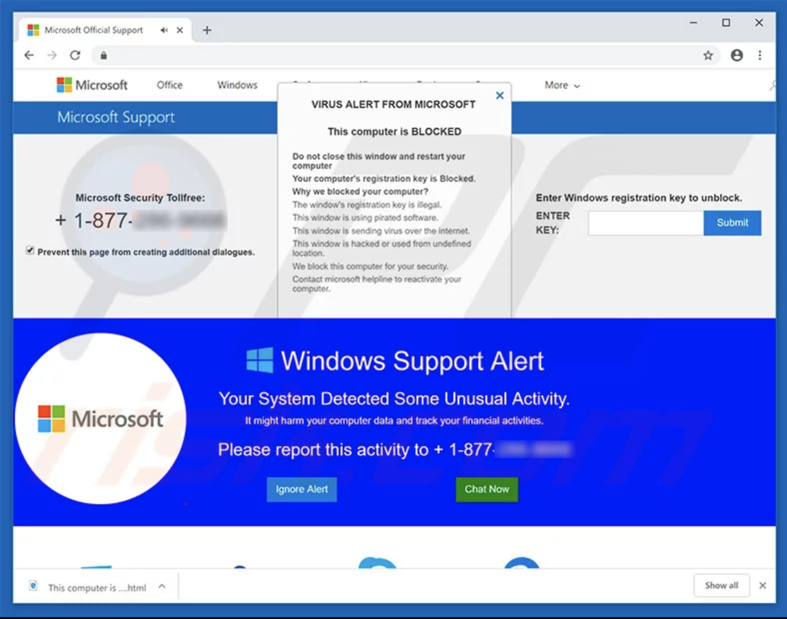 Fake Windows Support Fake Microsoft support pop-ups will try to trick you - don't fall for it