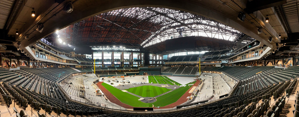 Texas Rangers Turf Field Photos: Rangers lay down synthetic grass, conduct Super Flush as ...