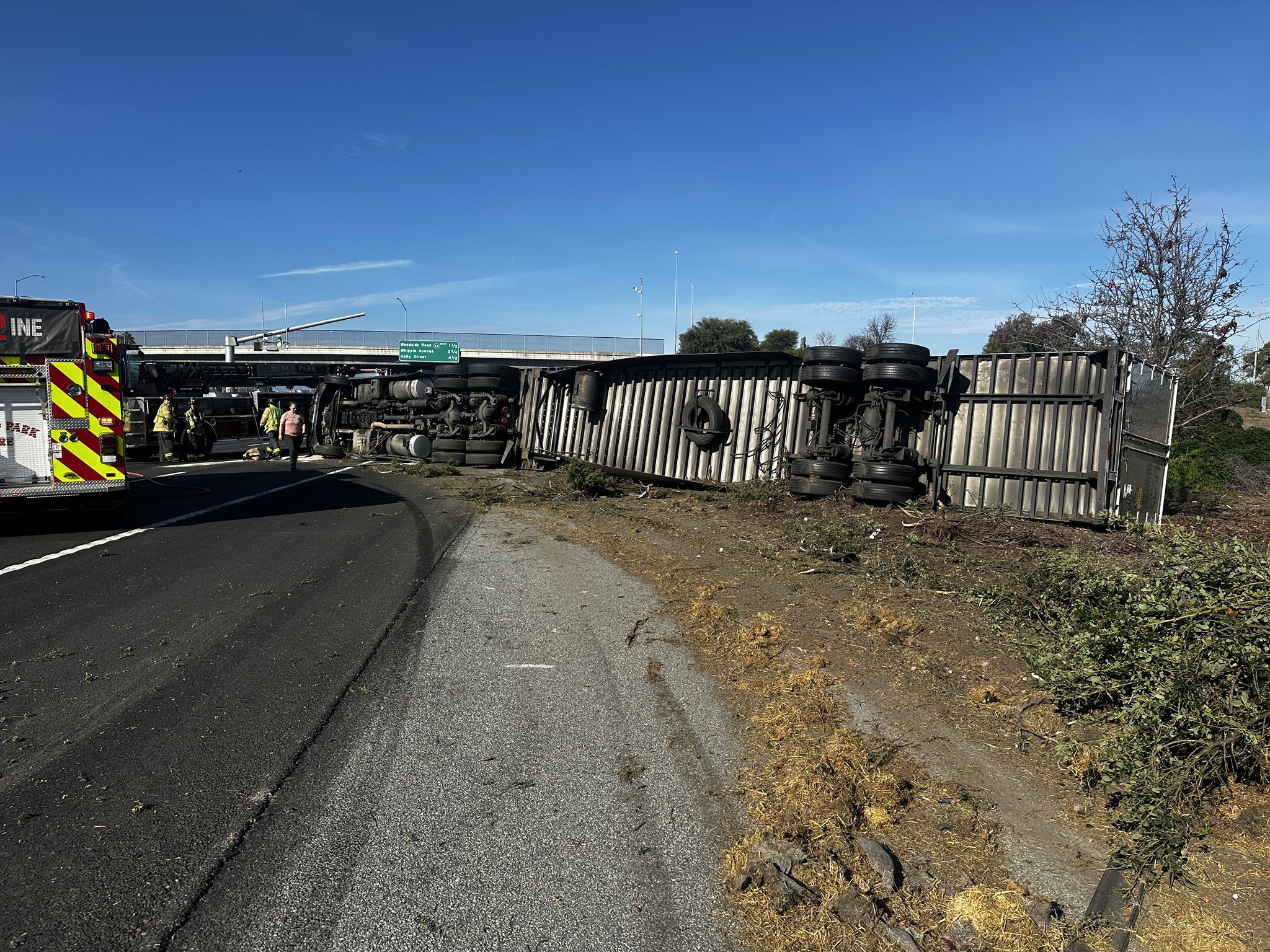 San Mateo Co.: Big Rig Overturns In Collision On U.S. Highway 101 ...