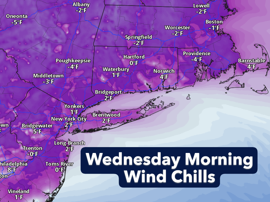 Arctic blast to bring sub-zero wind chills to CT Wednesday