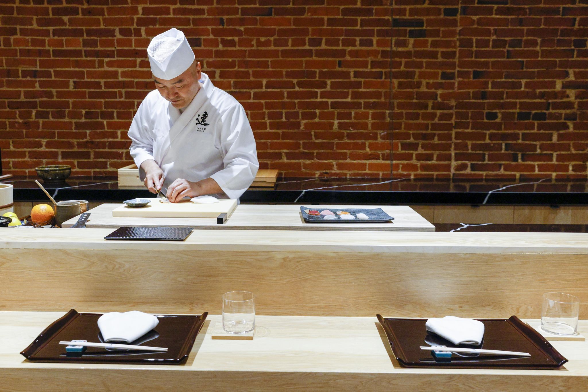 Inside the tiny, 10-seat restaurant, Tatsu Dallas