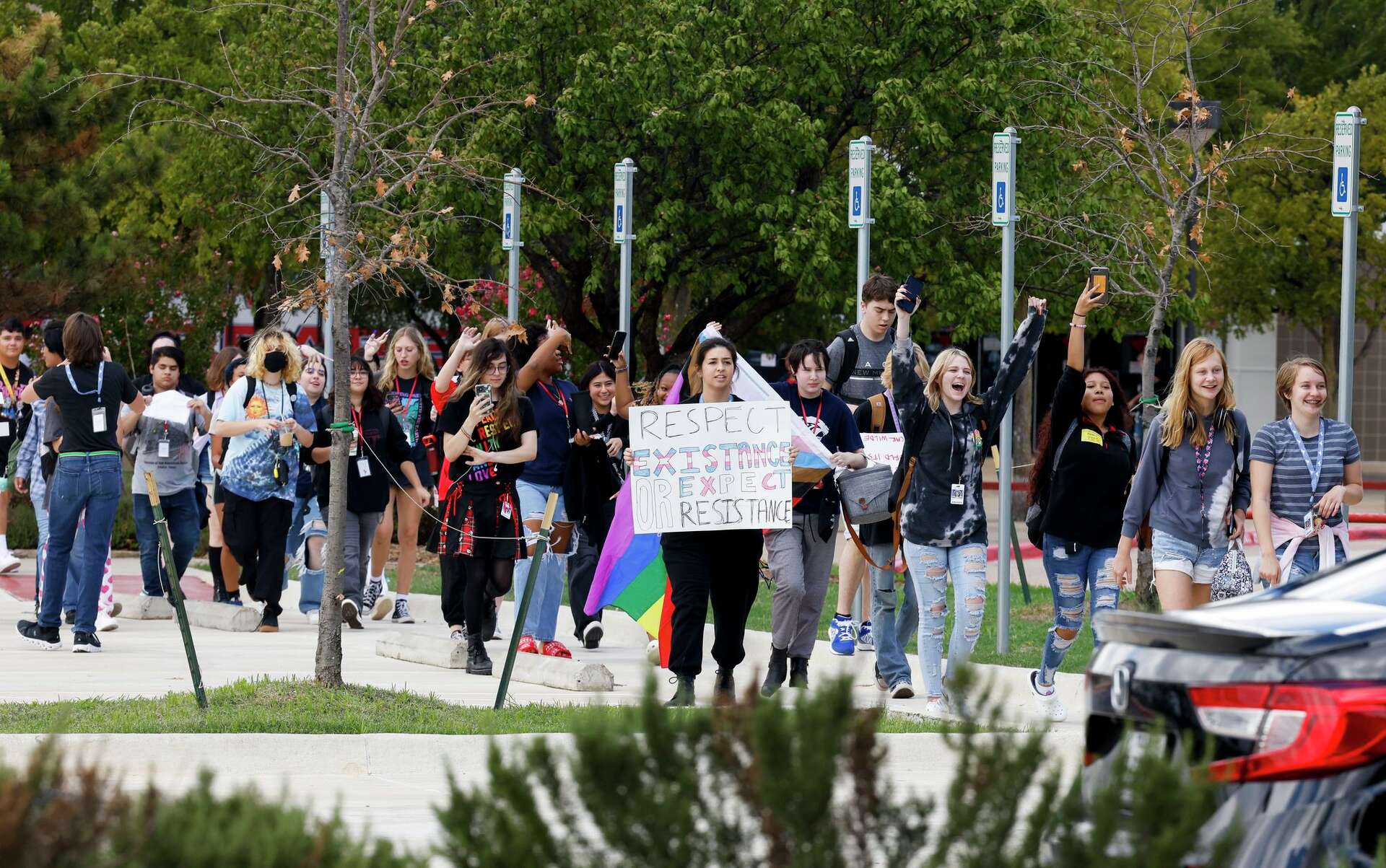 Grapevine students walk out in protest of 'transphobic' policies