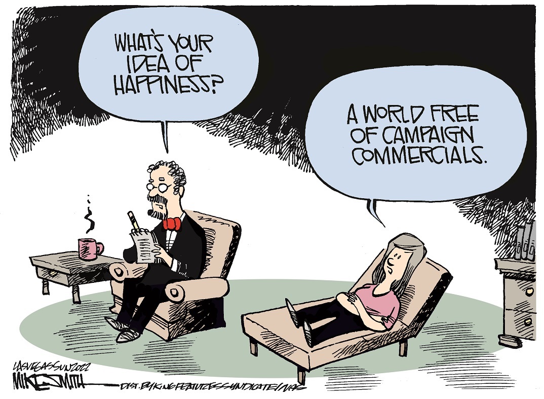 Editorial cartoon: Campaign commercials