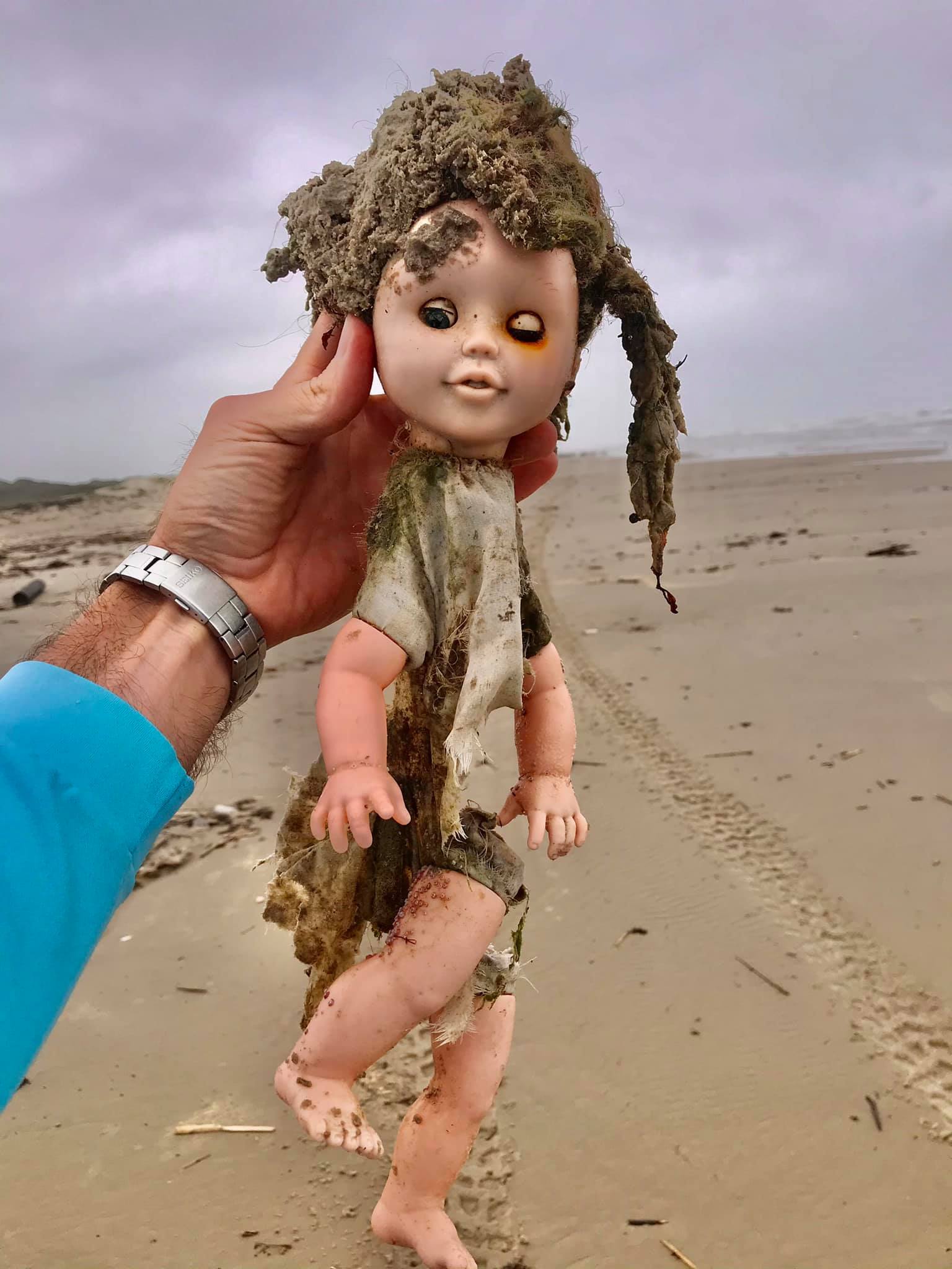 A 40-mile stretch of the Texas gulf shore is littered with creepy looking  dolls. Why?