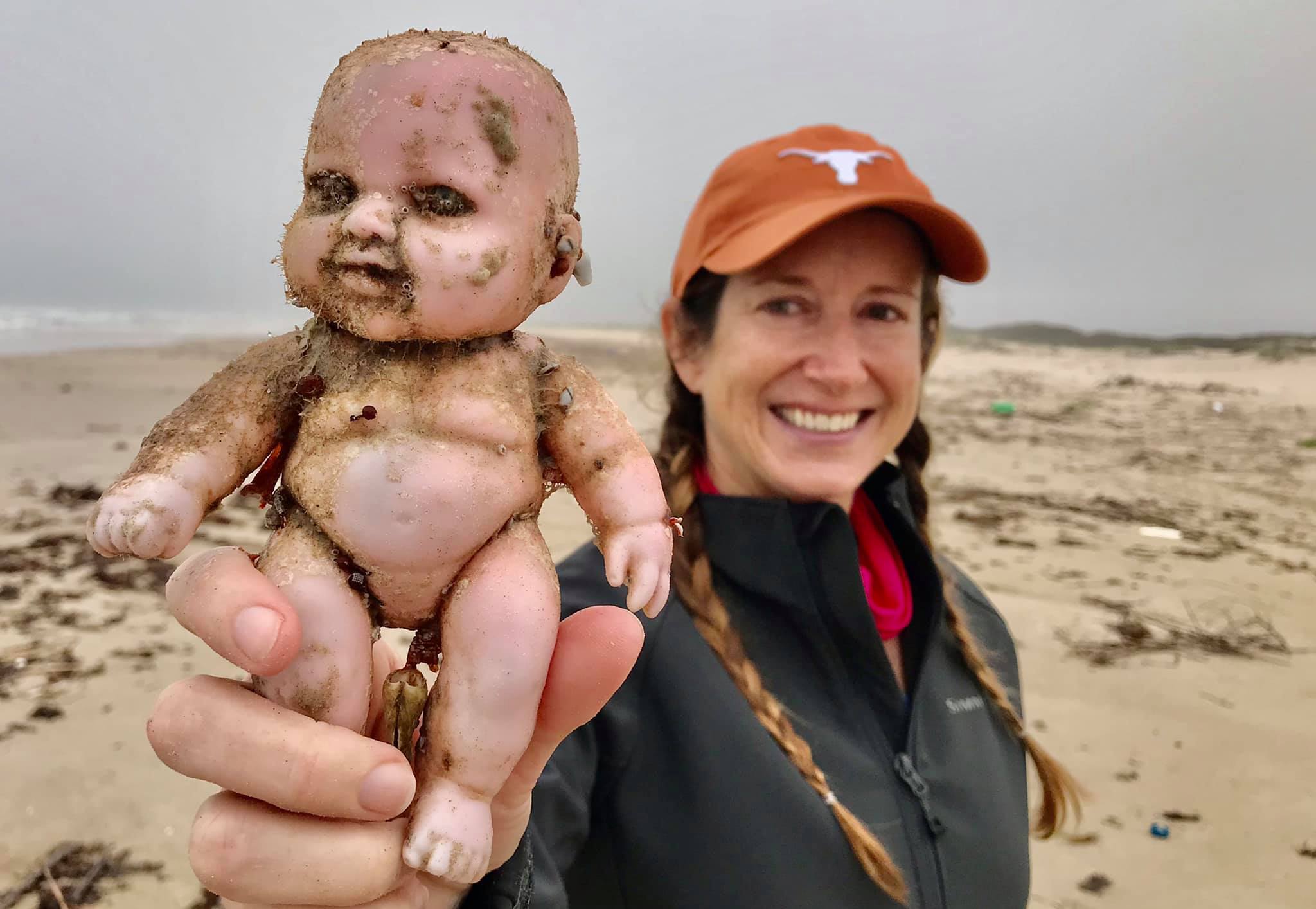 sex doll washed up on beach A 40-mile stretch of the Texas gulf shore is littered with creepy looking  dolls. Why?