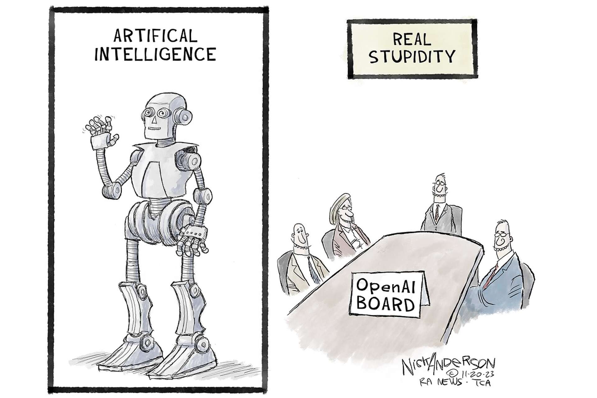 Editorial cartoon: Sam Altman and the OpenAI Board