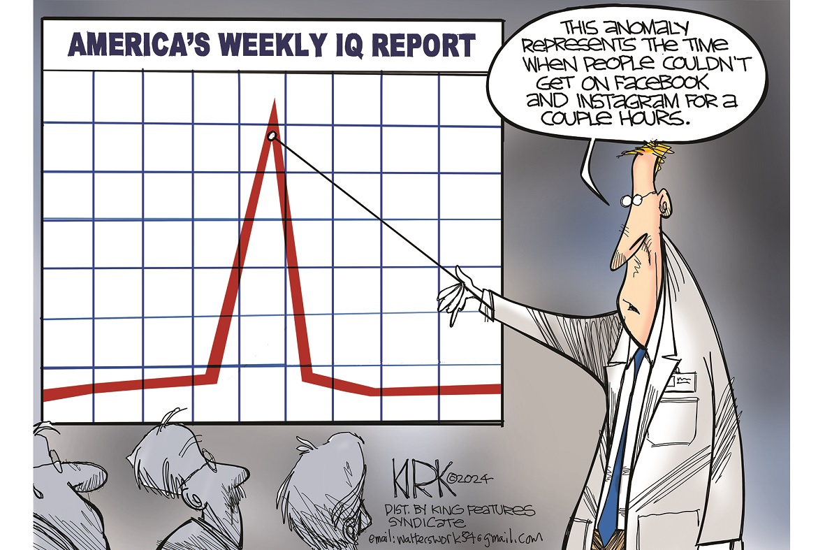 Collapsed Network Cartoon Editorial cartoon: Social media outage