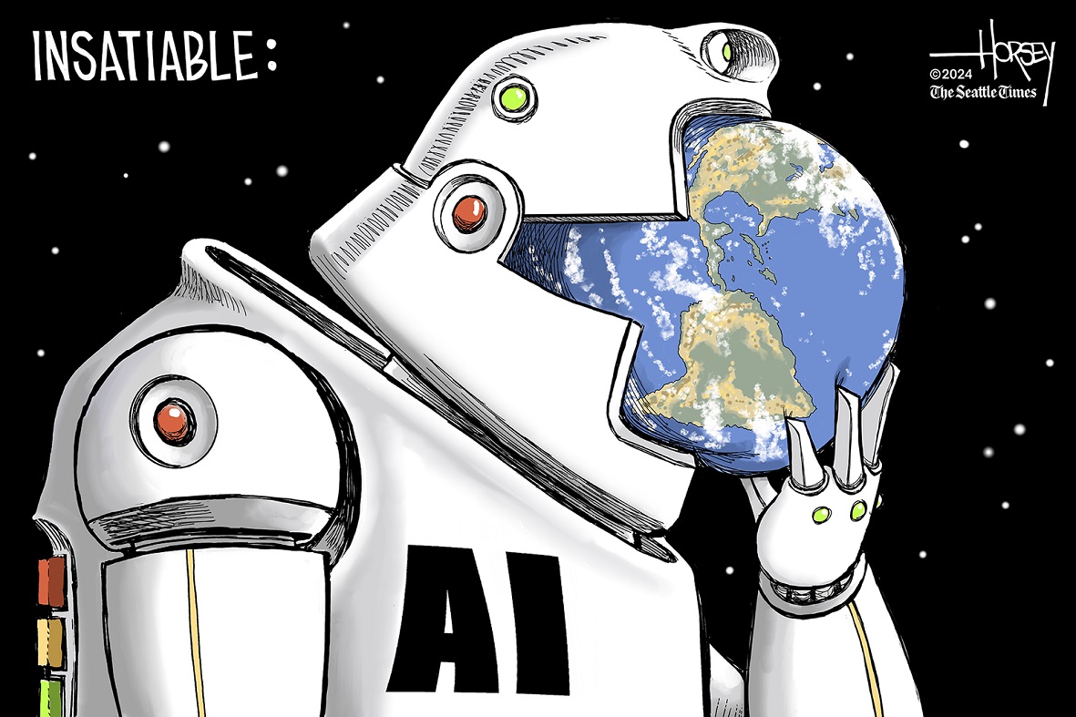 Editorial cartoon: AI eats the world