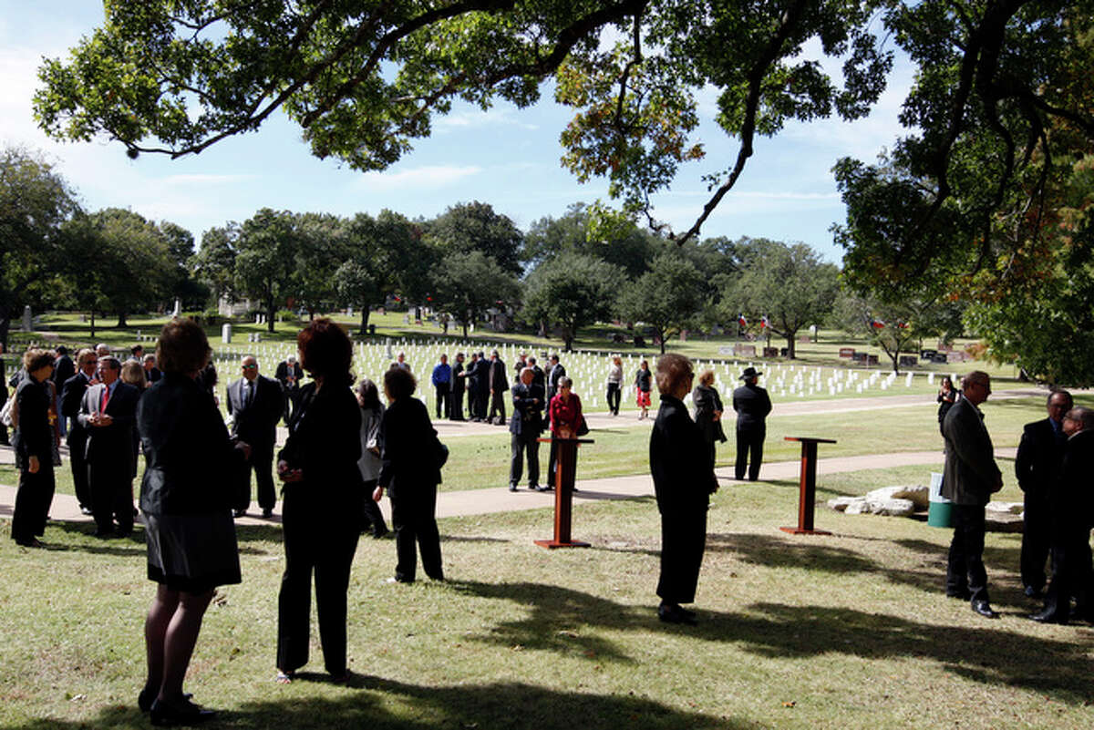 Supporters wait for the arrival of Texas State Rep. Edmund Kuempel, R-Seguin, funeral procession at the Texas State Cemetery in Austin, Tuesday, Nov. 9 , 2010. Kuempel died on Nov. 4 of a heart attack in Austin. He served in the house since 1983.