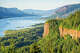 A view of the Vista House and the Columbia River Gorge from Chanticleer Point at the Portland Women’s Forum State Park in Oregon.
