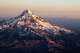 An aerial view of Mount Hood at sunset in Oregon.