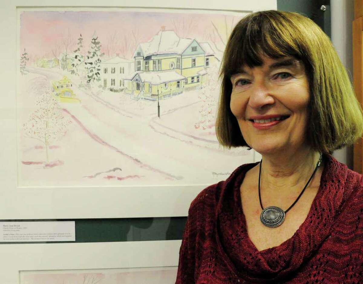 Watercolor paintings by long-time Altamont resident and former schoolteacher Mary-Ann Brock are on display at the village's Museum and Archives. A public reception for the exhibit takes place on Saturday, Dec. 4 as part of the Altamont Victorian Holiday. (Chelsea Kruger / Times Union)
