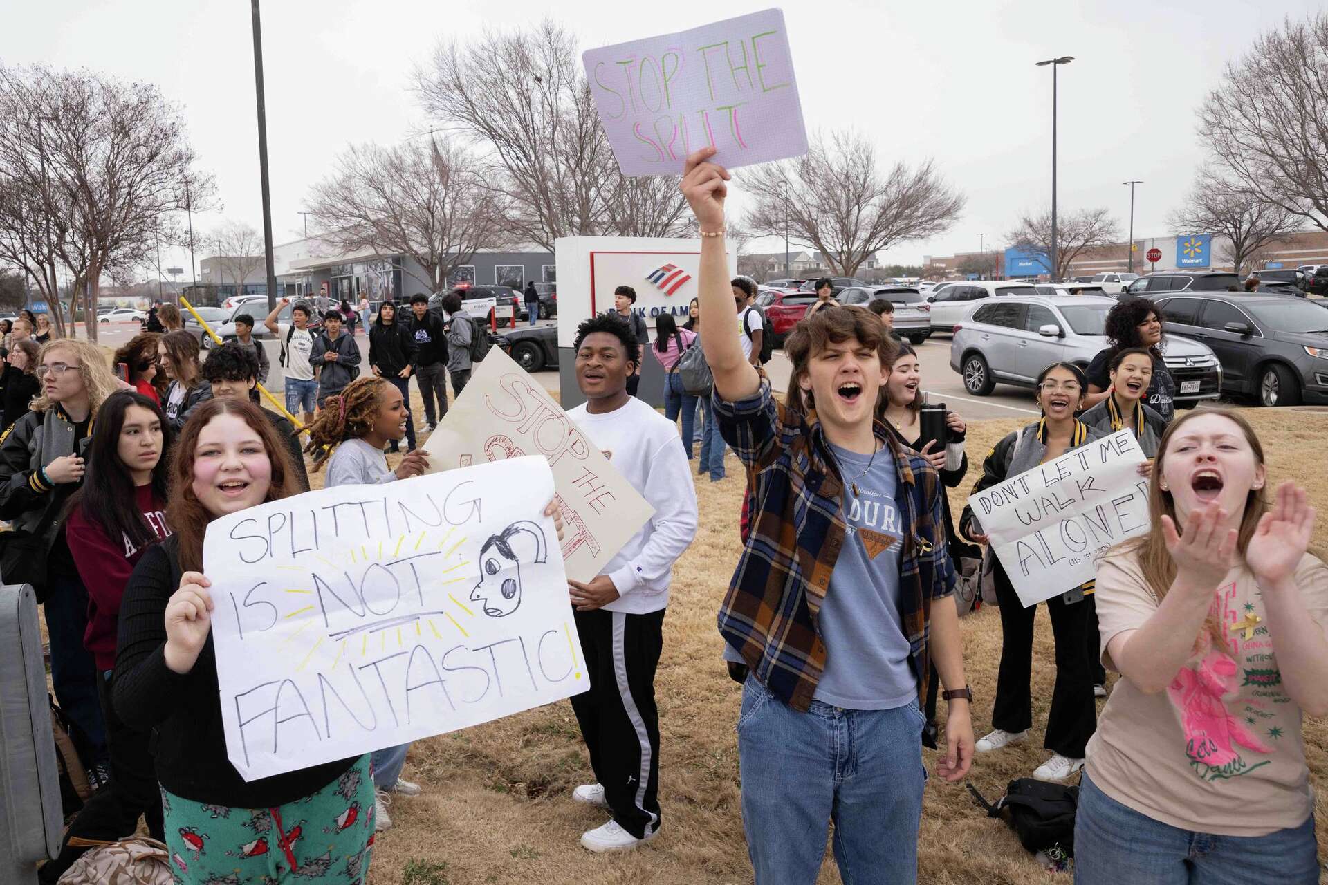 Keller students walk out of school to protest proposal to split district