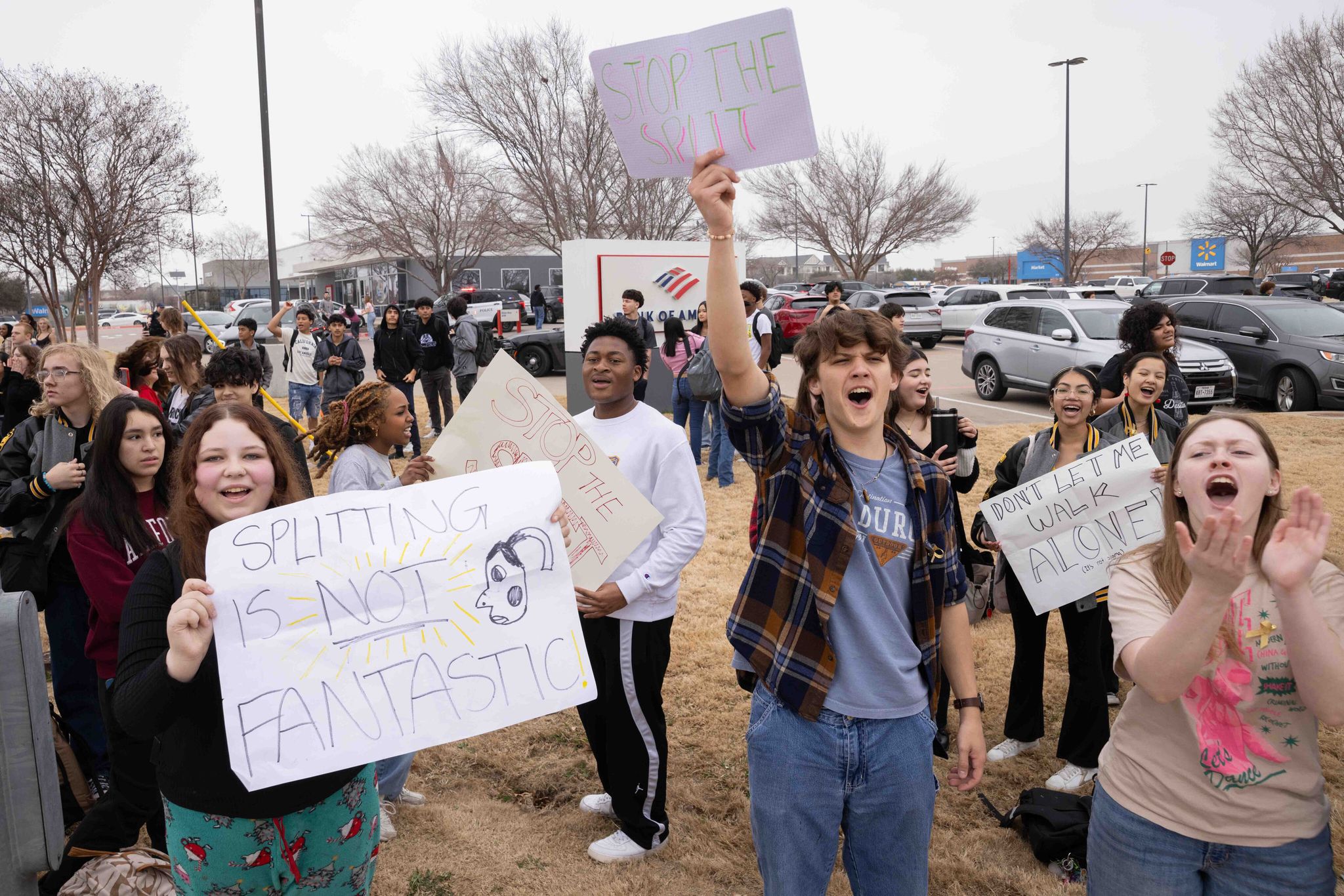 Keller students walk out of school to protest proposal to split district