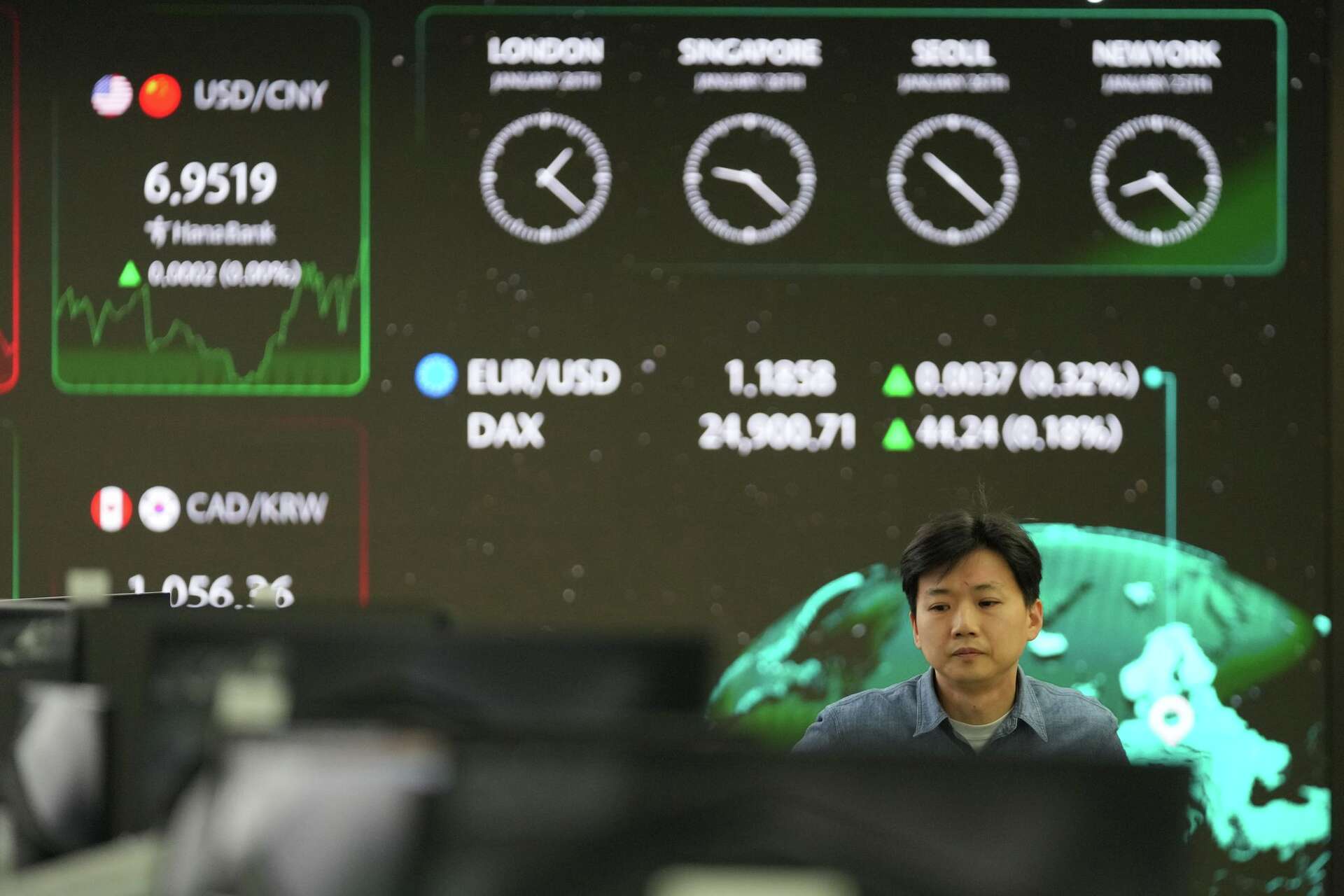 Global shares mostly dip as the yen rises against the U.S. dollar