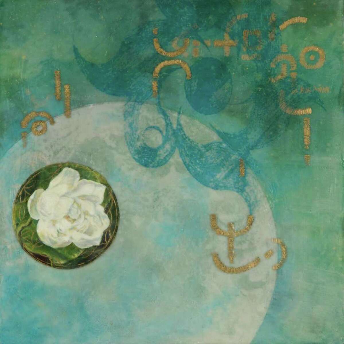 Martha Robinson's encaustic painting "Lotus Language I" will be included in the upcoming exhibition "Luminsity@180º" at the Flinn Gallery.