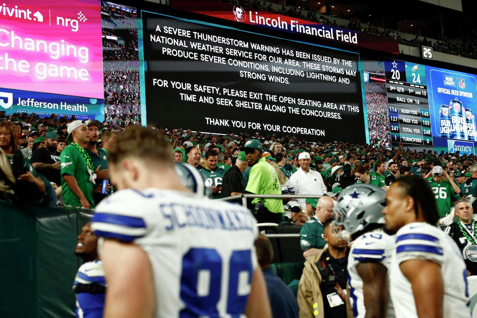 Cowboys-Eagles season opener in Philadelphia enters weather delay