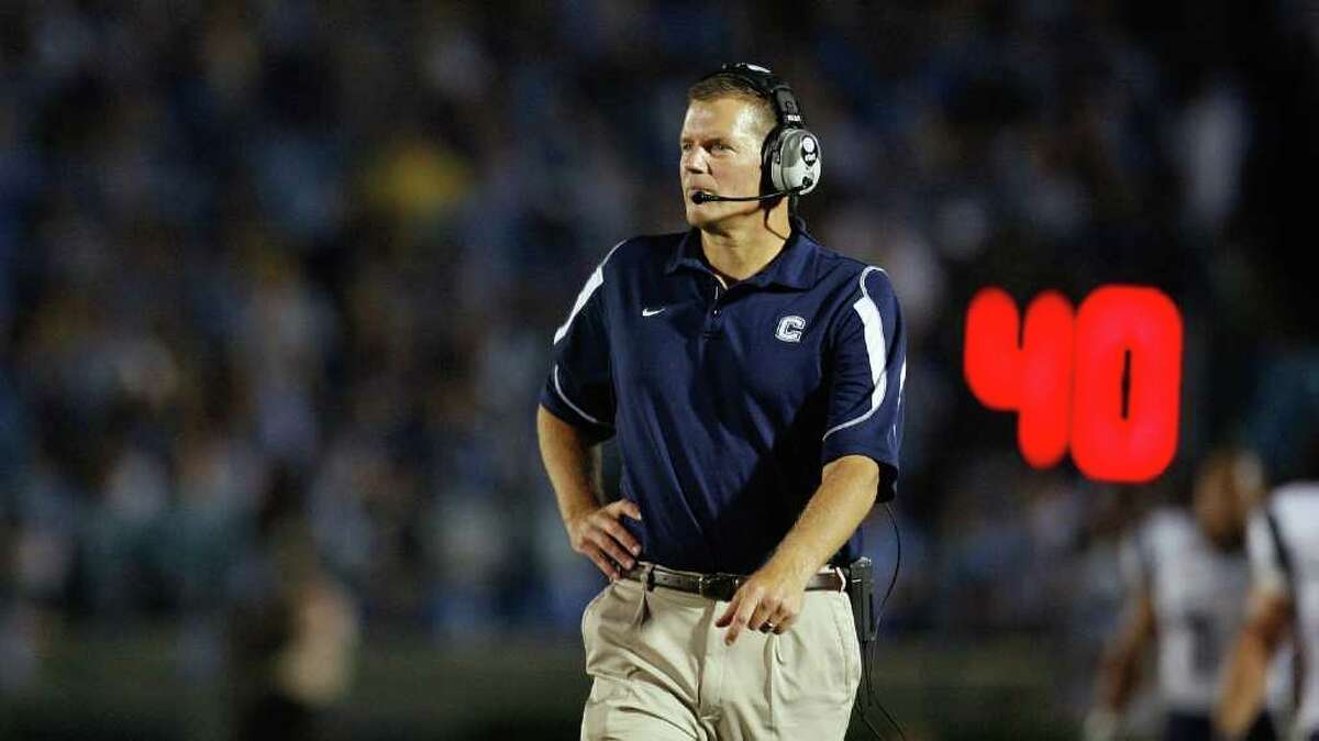 CHAPEL HILL, NC - OCTOBER 4: Head coach Randy Edsall of the Connecticut Huskies looks on during the game against the North Carolina Tar Heels at Kenan Stadium on October 4, 2008 in Chapel Hill, North Carolina. (Photo by Kevin C. Cox/Getty Images)