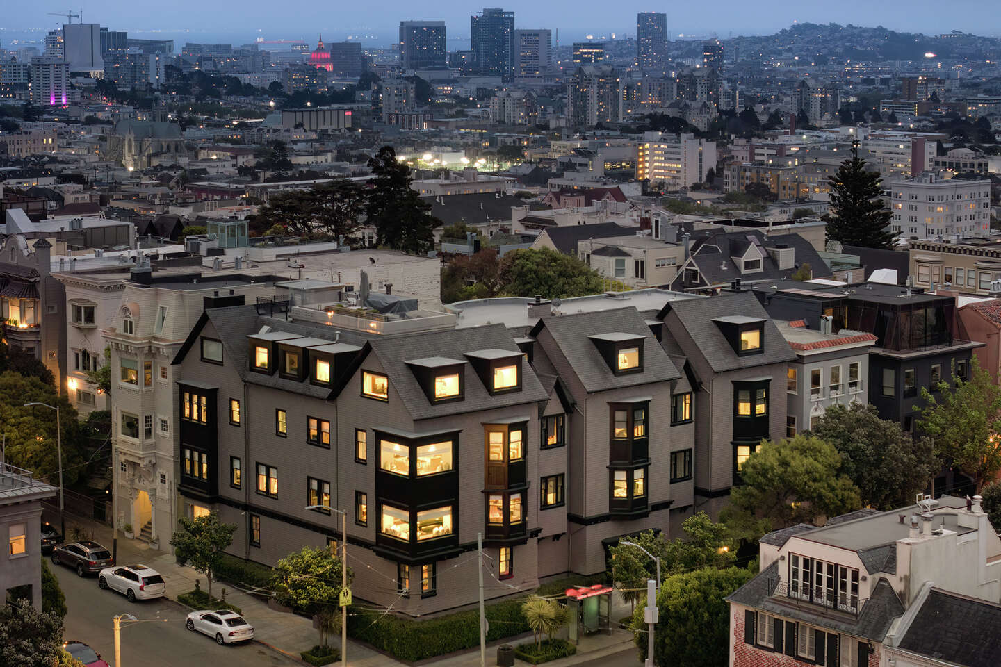 View of It looks like an SF apartment complex. It's actually a $32M estate.