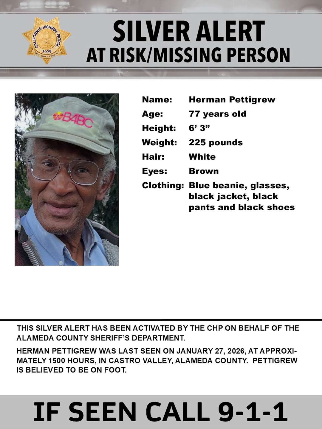 Regional: Chp Issues Silver Alert For Missing 77-Year-Old Man