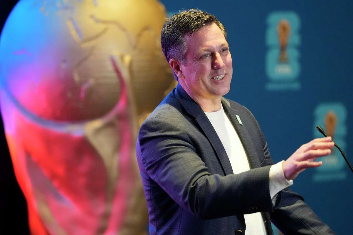 Chris Canetti, president of the FIFA World Cup 2026 Houston Host Committee, speaks during press conference about the university being named an official Houston World Cup 2026 Host City Supporter in Houston Friday, Jan. 30, 2026. Rice will host watch parties among other things.