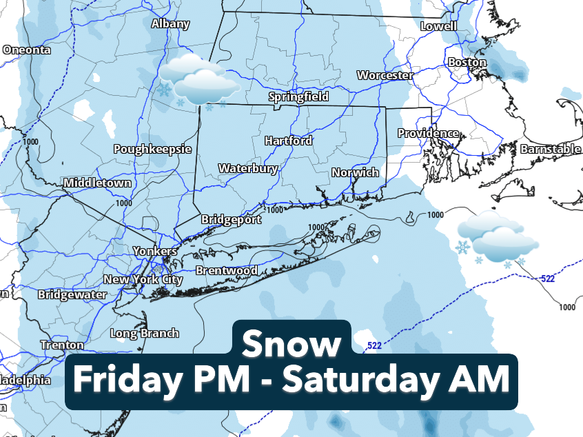 A round of snowfall, then extreme cold in CT this weekend