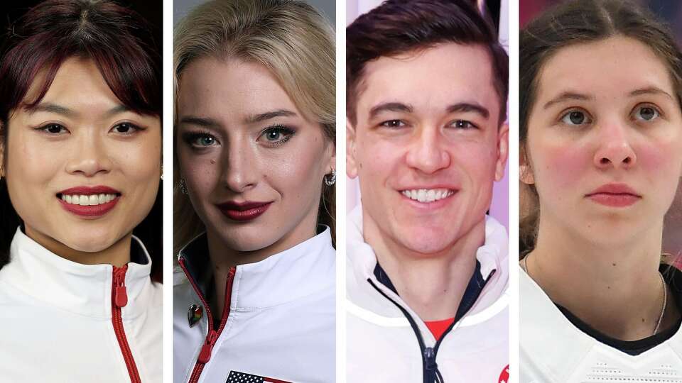 Emilly Chan (from left to right), Amber Glenn, Boone Niederhofer and Hannah Bilka are the four Texans competing in the 2026 Winter Olympics.