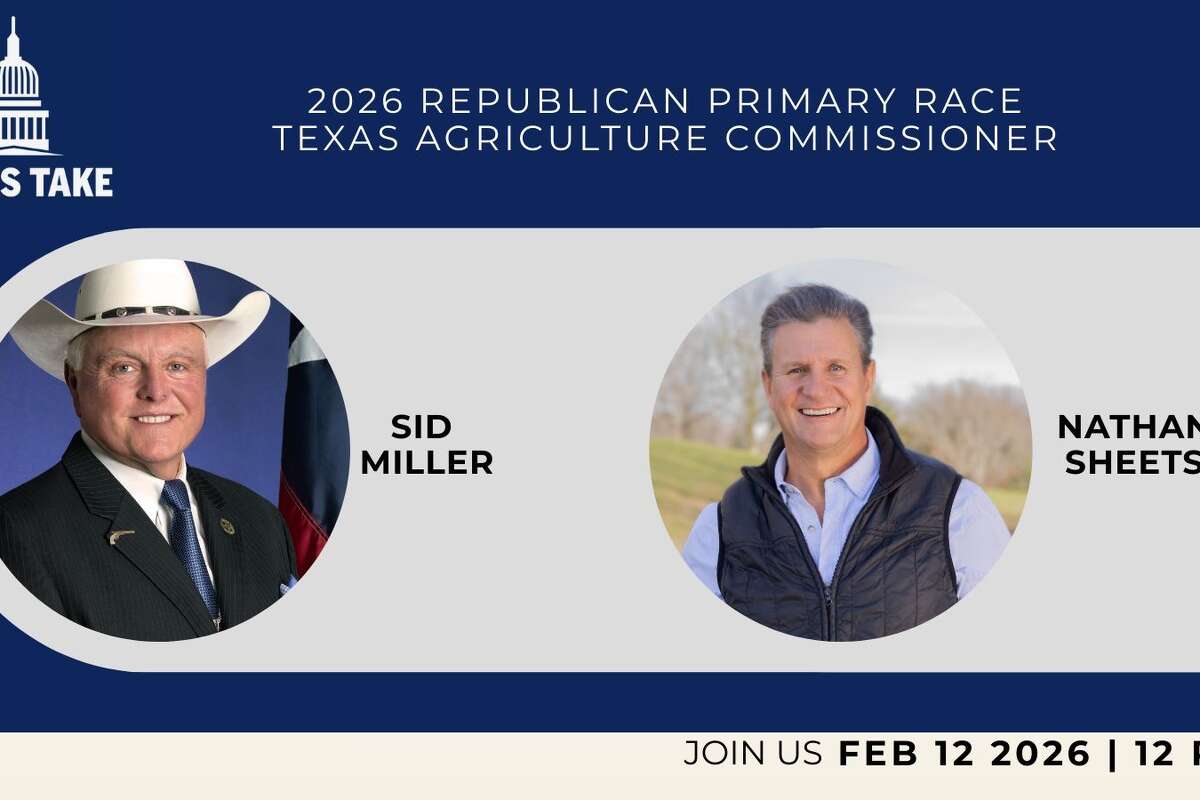 Promotional graphic for live virtual event with Texas Take branding