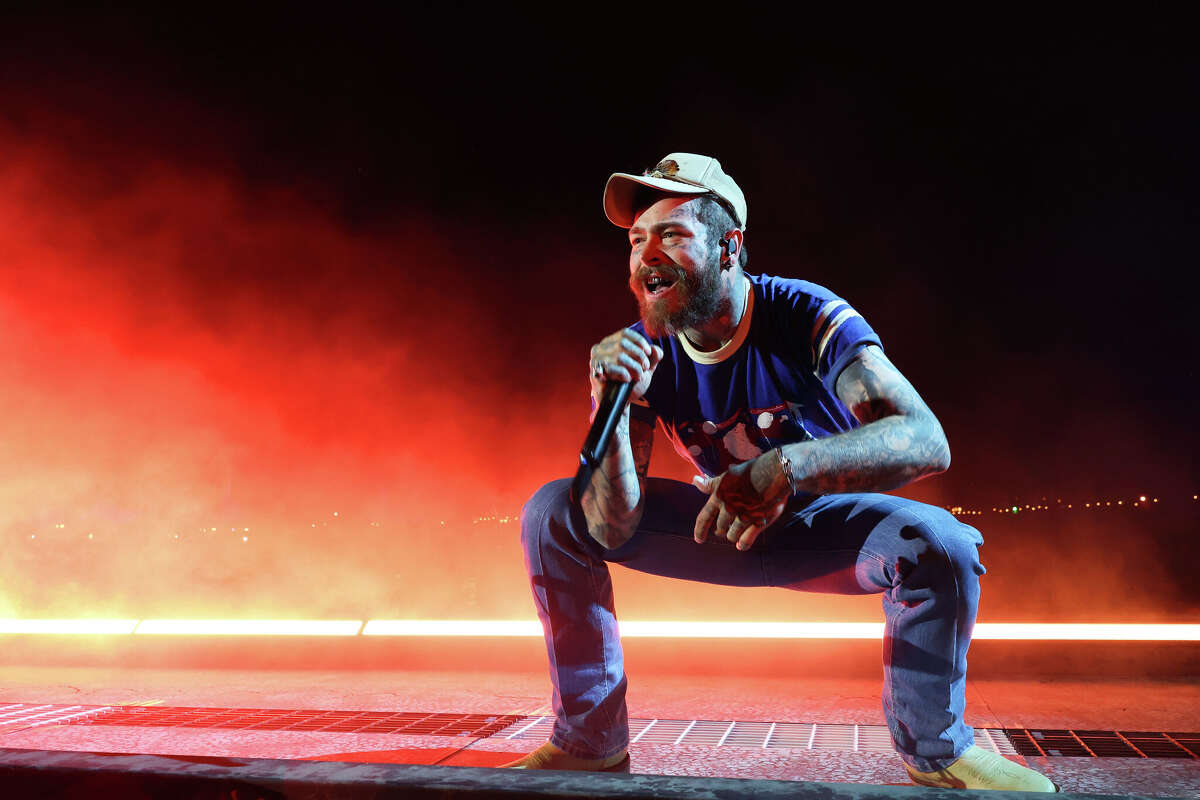 INDIO, CALIFORNIA - APRIL 13: (FOR EDITORIAL USE ONLY) Post Malone performs at the Coachella Stage during the 2025 Coachella Valley Music and Arts Festival at Empire Polo Club on April 13, 2025 in Indio, California. (Photo by Kevin Mazur/Getty Images for Coachella)