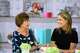 In this image provided by NBCUniversal, Savannah Guthrie, right, her mom Nancy speak, Wednesday, April 17, 2019, in New York. (Nathan Congleton/NBCUniversal via AP)