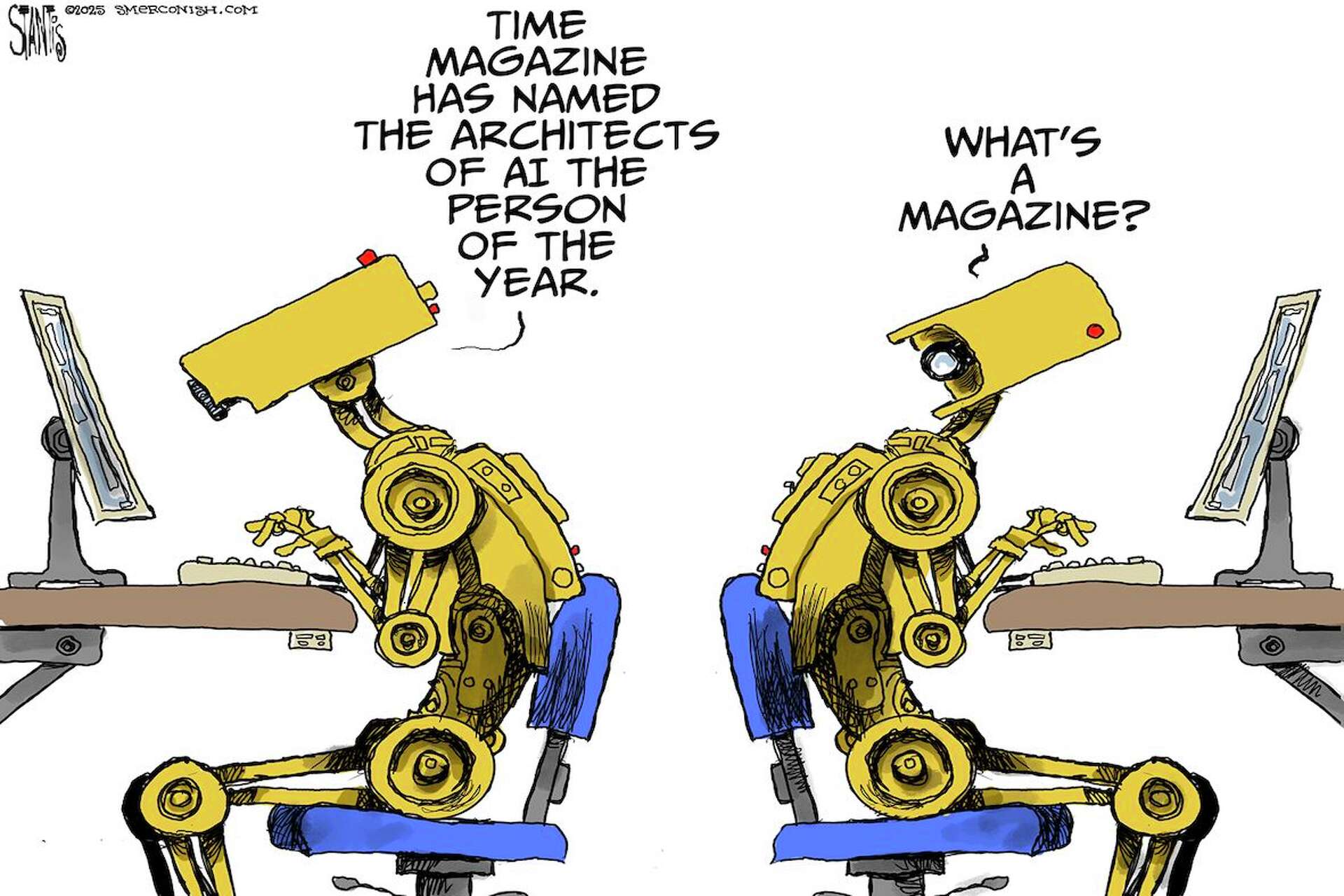 Algorithm News Cartoon Editorial cartoon: Architects of AI
