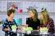 In this image provided by NBCUniversal, Savannah Guthrie, center, her mom Nancy, left, and Jenna Bush Hager speak, Wednesday, April 17, 2019, in New York. (Nathan Congleton/NBCUniversal via AP)