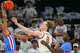 Texas Longhorns center Matas Vokietaitis (8) reaches for a rebound during the first half of the Longhorns’ game against the Ole Miss Rebels at the Moody Center in Austin, Saturday, Feb. 7, 2026.