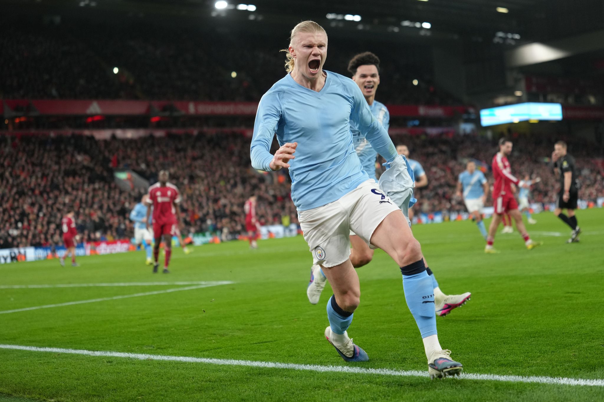 Haaland seals dramatic 2-1 win for Man City at Liverpool to boost Premier League title challenge