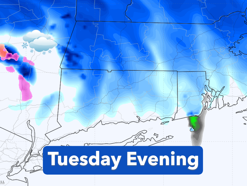 Snow and ice could cause slick spots on Tuesday night in CT