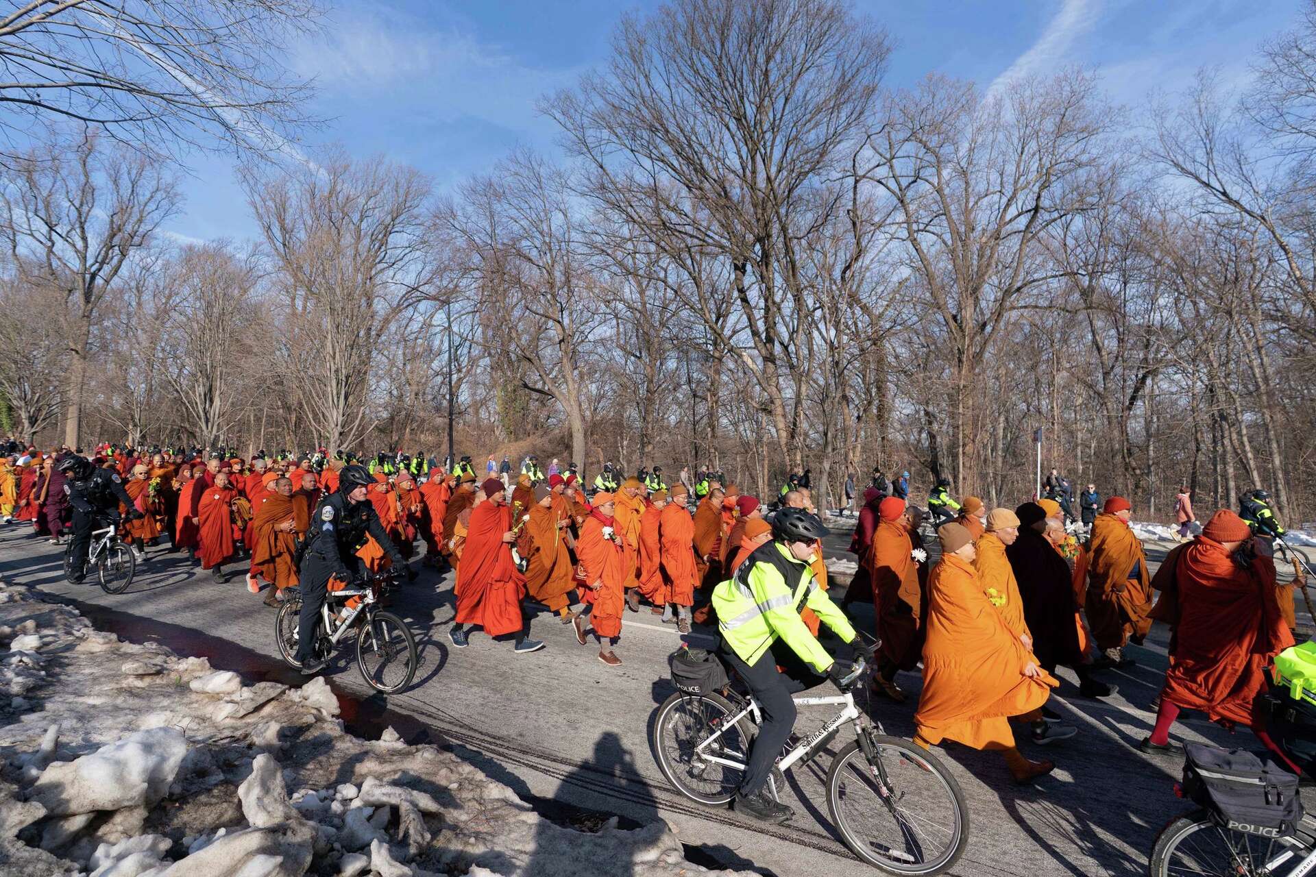 Monks Rescued Dog Photos of monks and rescue dog as they finish cross-country peace walk ...