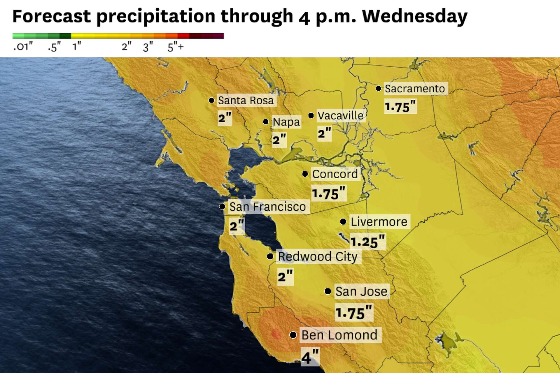 Storm onslaught headed to California, with chance of snow in Bay Area