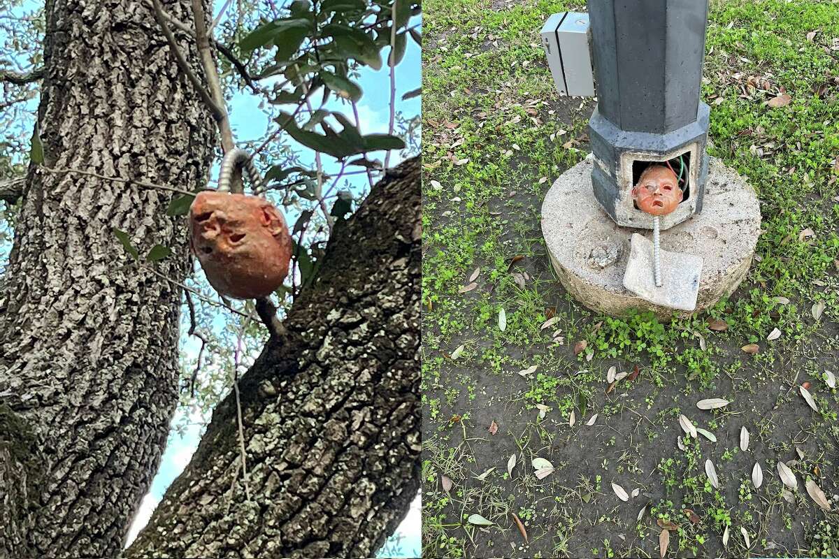 The mysterious appearance of these unsettling plastic doll heads was much discussed in one of Galveston's most popular online forums.