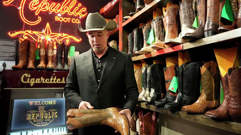 Chris Conrad, owner of the Republic Boot Company, is shown in Houston Wednesday, Feb. 11, 2026.
