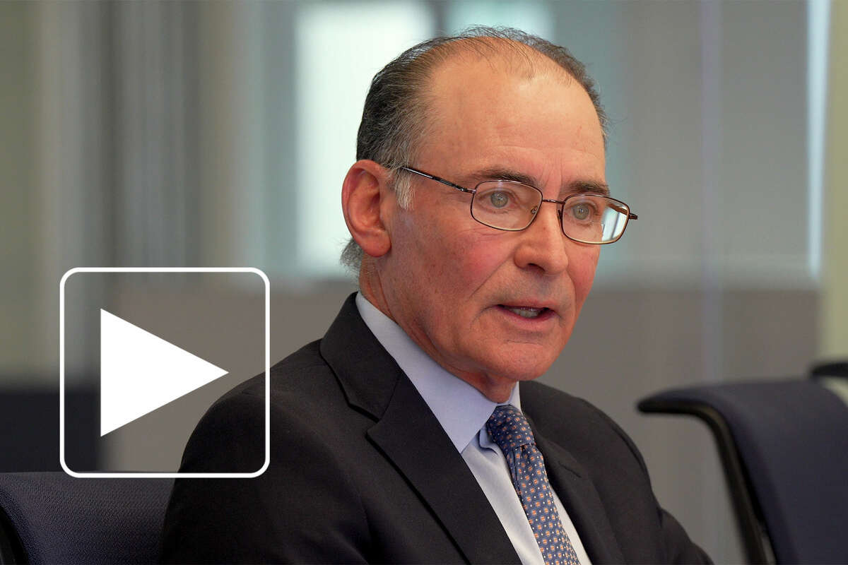 Republican Harris County judge candidate Orlando Sanchez speaks with the Houston Chronicle Editorial Board on February 2, 2026 at the Houston Chronicle.