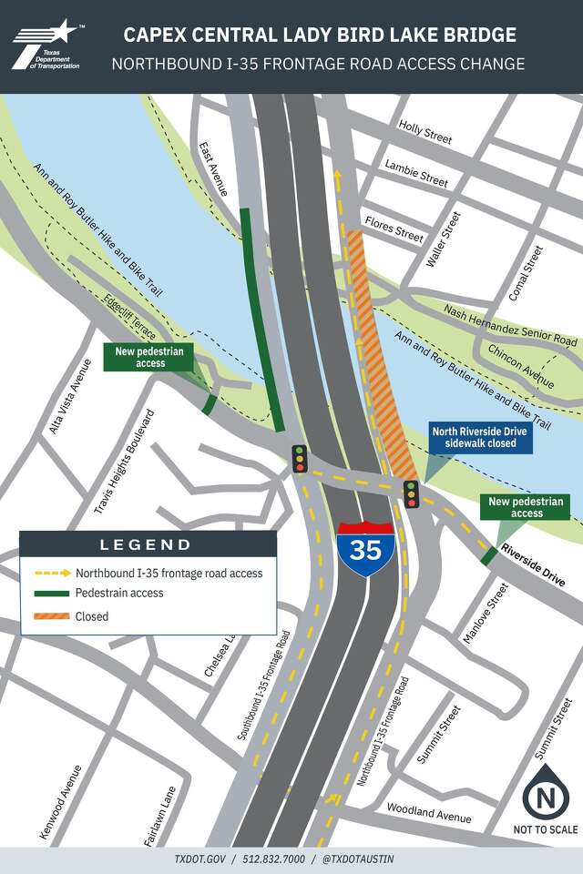 I-35 frontage road closure near Riverside in Austin starts Friday