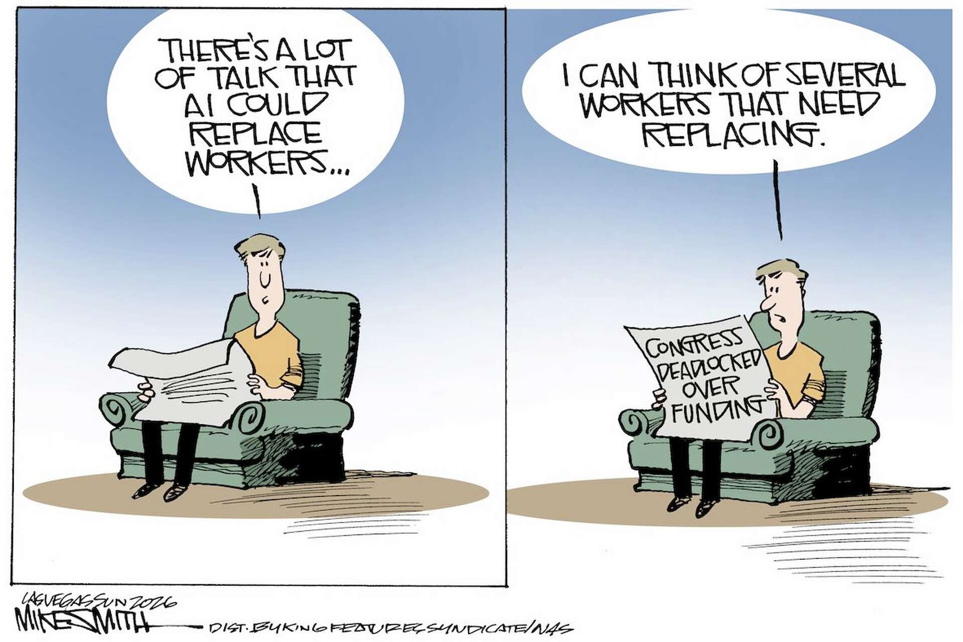 Algorithm News Cartoon Editorial cartoon: AI replacing workers