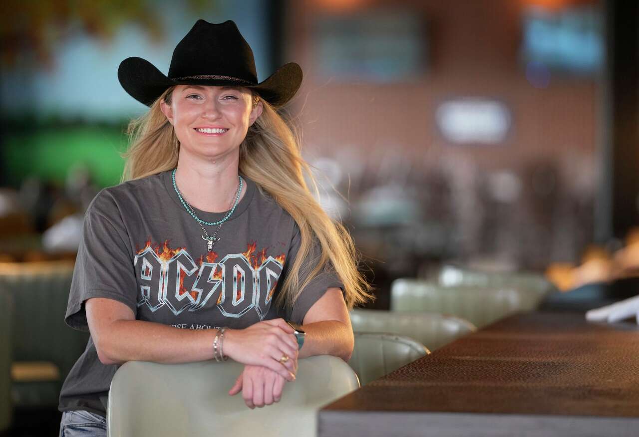 Jordyn, of the online account Jordan's Golf Groove and co-creator of the Divorced Dad Dress Up event for Creed at Houston Rodeo, is shown in Houston on Wednesday, Feb. 18, 2026.