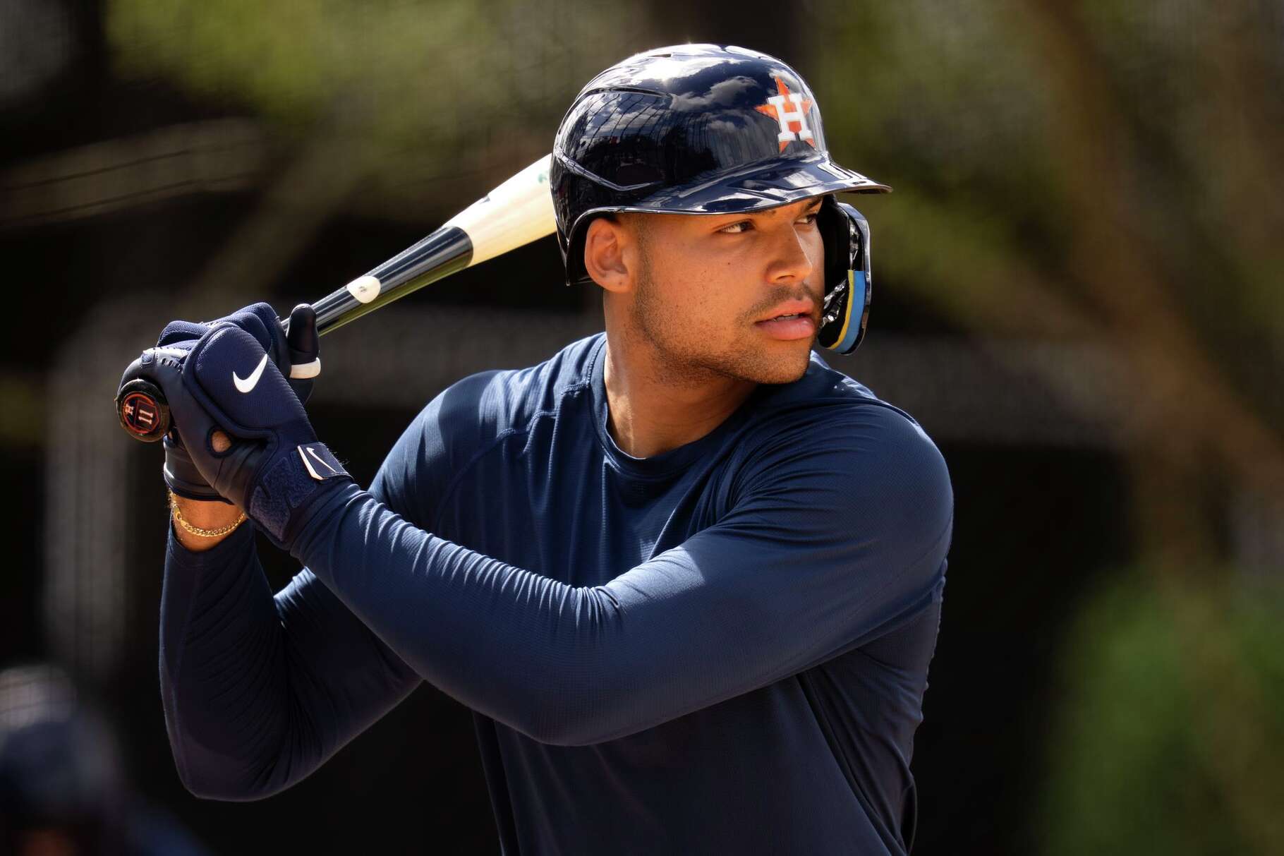 Houston Astros Cam Smith (11) bats during Spring Training at CACTI Park of the Palm Beaches in West Palm Beach, Tuesday, Feb. 17, 2026.