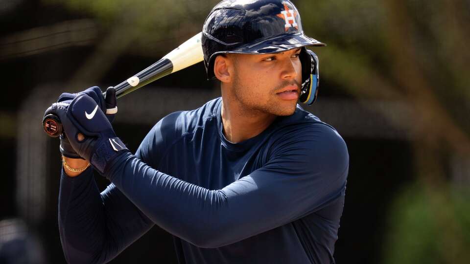 Houston Astros Cam Smith (11) bats during Spring Training at CACTI Park of the Palm Beaches in West Palm Beach, Tuesday, Feb. 17, 2026.