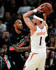 San Antonio Spurs guard Stephon Castle (5) defends against Phoenix Suns guard Devin Booker (1) in the first quarter as the Spurs take on the Suns on Thursday night, Feb. 19, 2026 in the first of two “I-35 Series” games in Austin at the Moody Center.