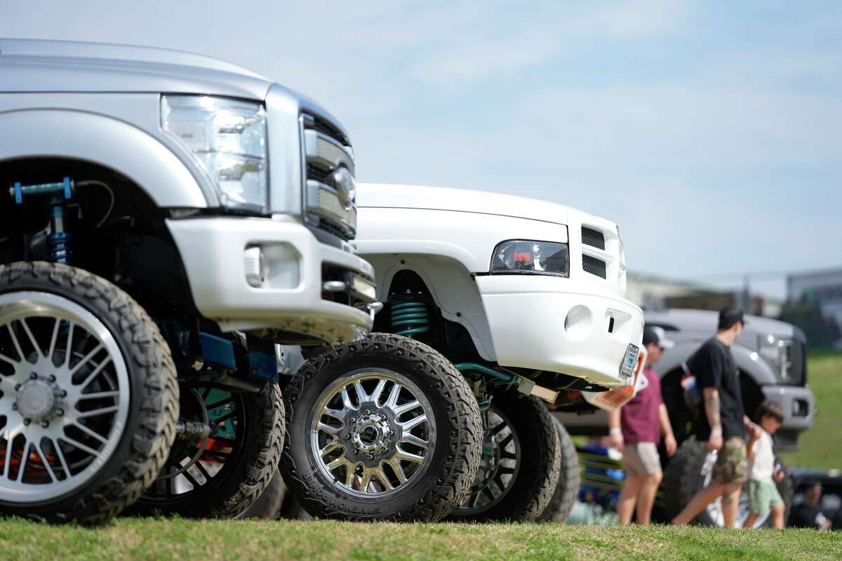 People attend the Lone Star Throwdown truck show at Lone Star Expo Center in Conroe Saturday, Feb. 21, 2026.