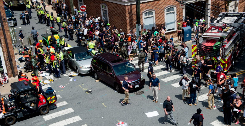Driver suspected of plowing through counterprotesters, killing 1 at ...